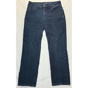 NYDJ Womens 10 Petite 30 x 27.5 Straight Leg‎ Jeans Blue Stretch USA Dark Wash